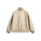 Unisex Short Cut Oversized Jacket with Toggle Closures, High Standing Collar and Elastic Hem Fashion Glam