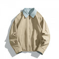 Unisex Short-cut Utility Blouson with Contrast Shirt Collar and Shaping Seams Fashion Glam