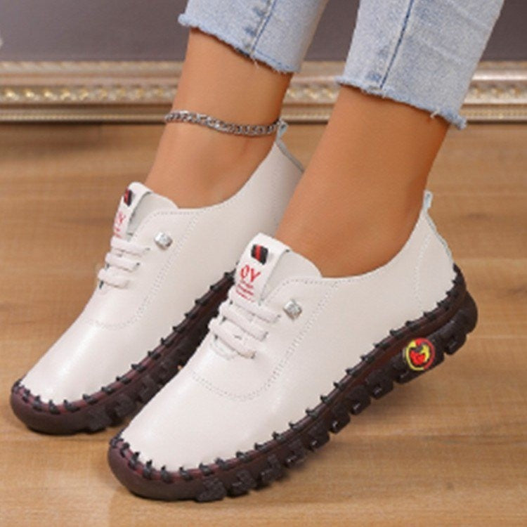 Women's lightweight, soft slip-on with hand-stitched rubber sole and elastic lacing Fashion Glam