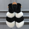 Women Cropped Faux Fur Vest with Layered Volume Panels Fashion Glam