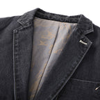 Men's Light Denim Blazer with Patches Fashion Glam