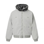 Unisex Short Boxy Bomber Jacket with Faux Fur Hood, Windproof Shell and Thermal Insulation Fashion Glam