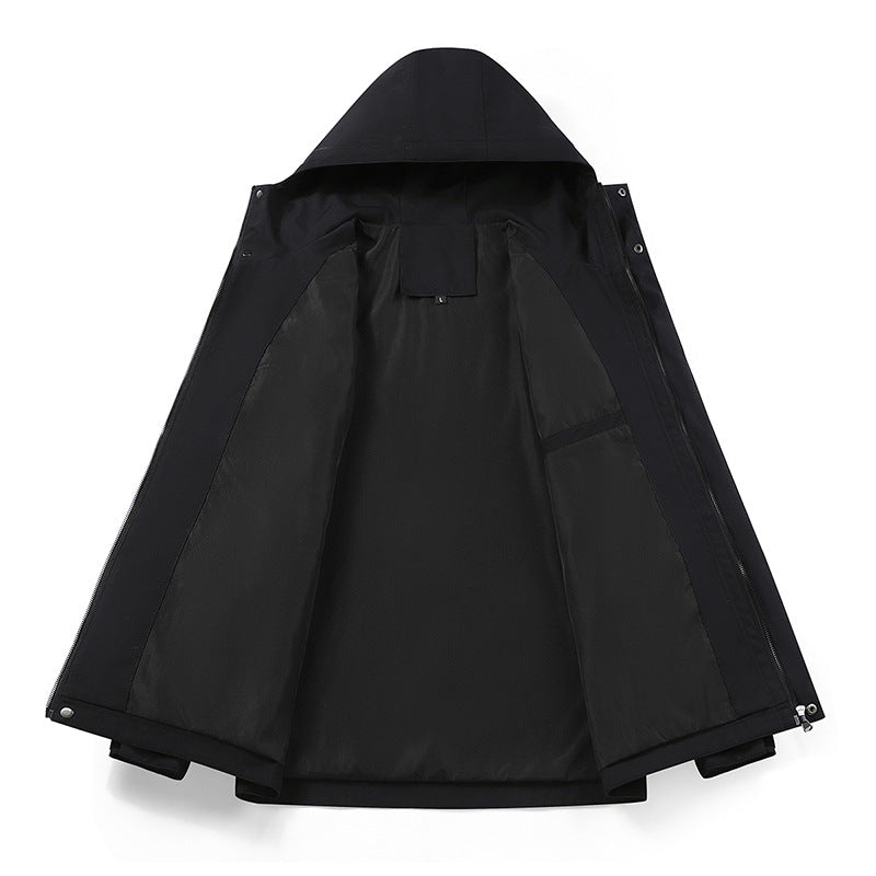 Men's water-repellent field jacket with hood and multifunctional pockets Fashion Glam