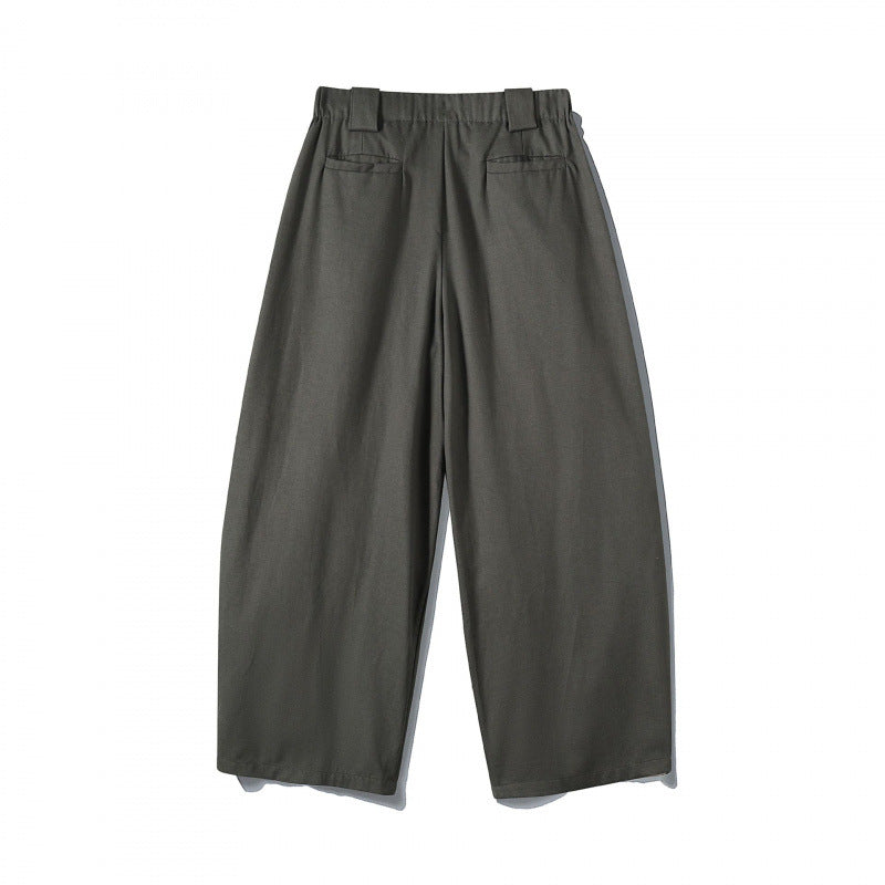 Men's wide-cut pleat-front trousers with cropped leg length Fashion Glam