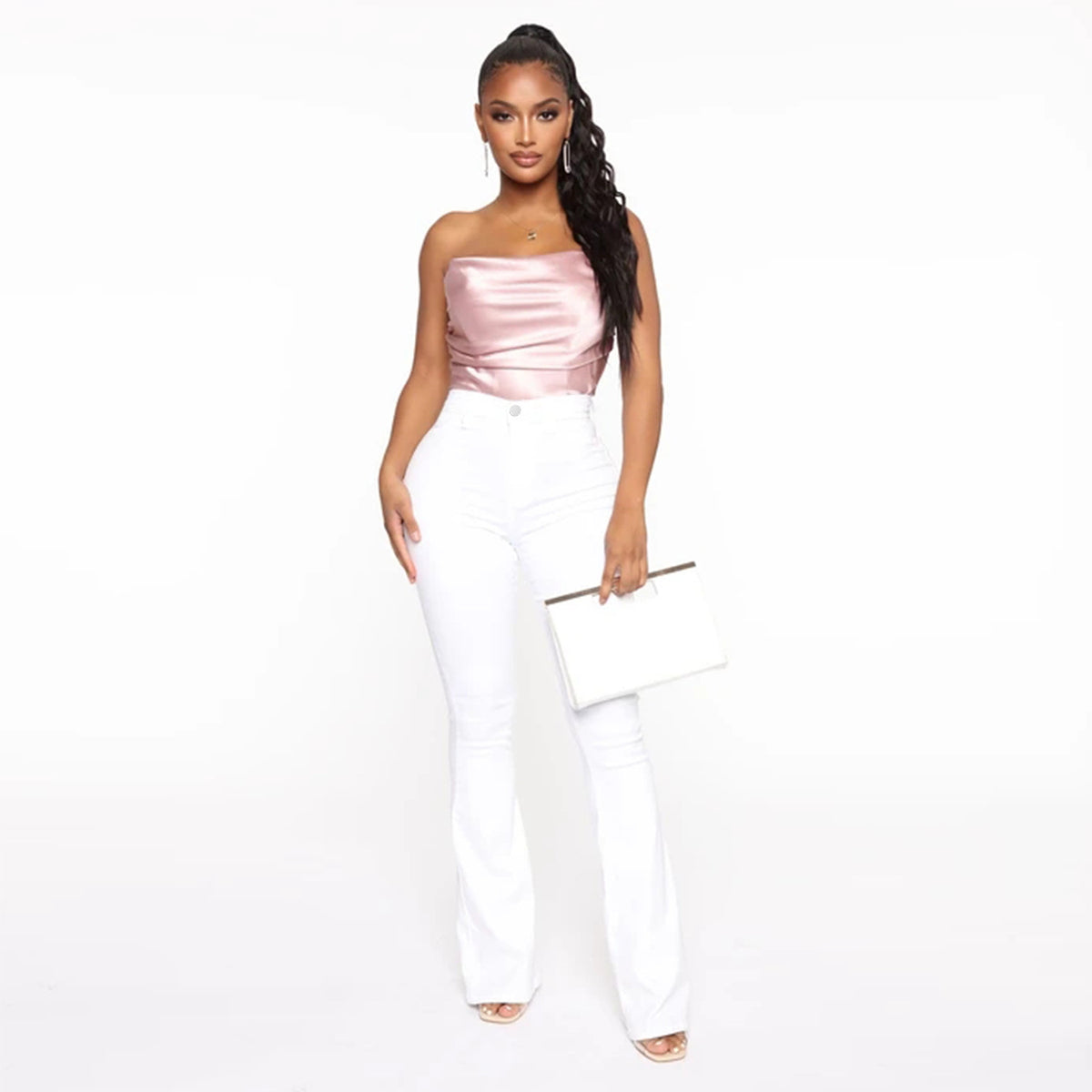 Women's High-Waisted Flared Jeans made from Stretch Denim with a Waist-Shaping Cut Fashion Glam