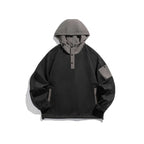Unisex Technical Hoodie in Oversized Cut with Henley Placket, Patch Pocket and Drawstring Fashion Glam
