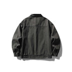 Unisex Boxy Overshirt Jacket made of Cotton Canvas with Corduroy Collar, Snap Button Placket and Elastic Hem Fashion Glam