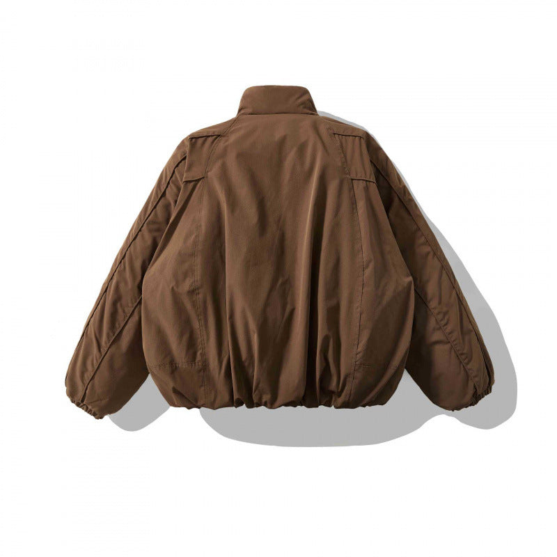 Unisex Oversized padded short jacket with high stand-up collar and elastic hems Fashion Glam