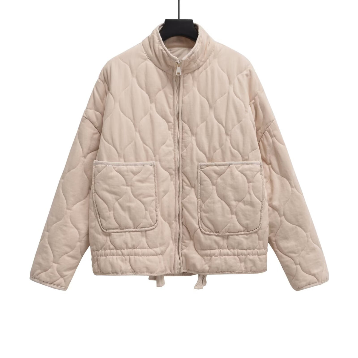 Women’s quilted jacket with stand-up collar, cushion quilting and drawstring Fashion Glam
