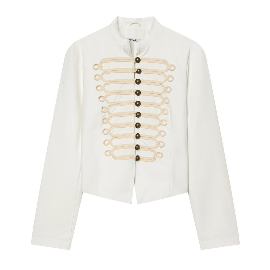 Ladies short blazer in hussar style with cord loops and brass buttons Fashion Glam