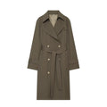 Women's Double-Breasted Trench Coat with Waist Belt and Raglan Sleeves Fashion Glam