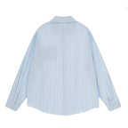 Men's Loose Oversized Shirt with Pinstripes, Chest Pocket and Contrast Stitches Fashion Glam