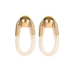 Ladies Hanging Earrings with Innovative, Gold-colored Design Fashion Glam