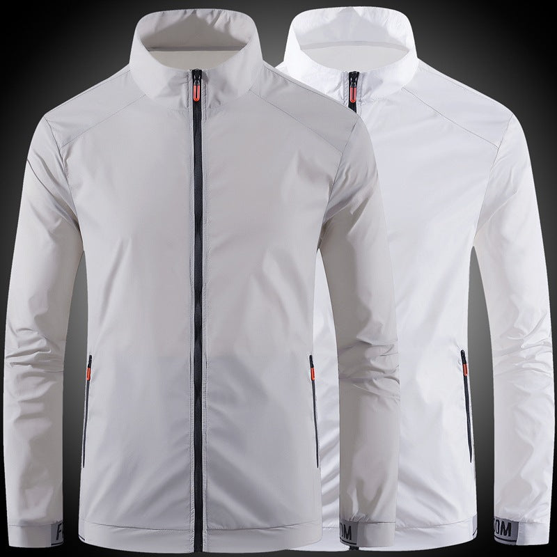 Men's nan ultralight windproof leisure jacket with stand-up collar, concealed zipper, and zippered pockets Fashion Glam