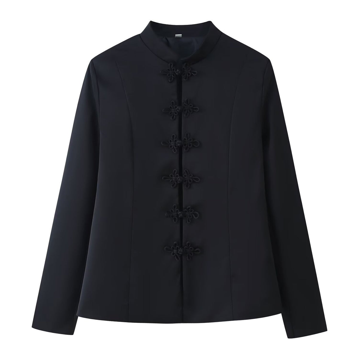 Ladies Elegant Short Jacket in Mandarin Style with Decorative Knot Closures Fashion Glam