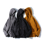 Unisex Loose-Fitting Utility Softshell Jacket with Hood and Multiple Pockets Fashion Glam