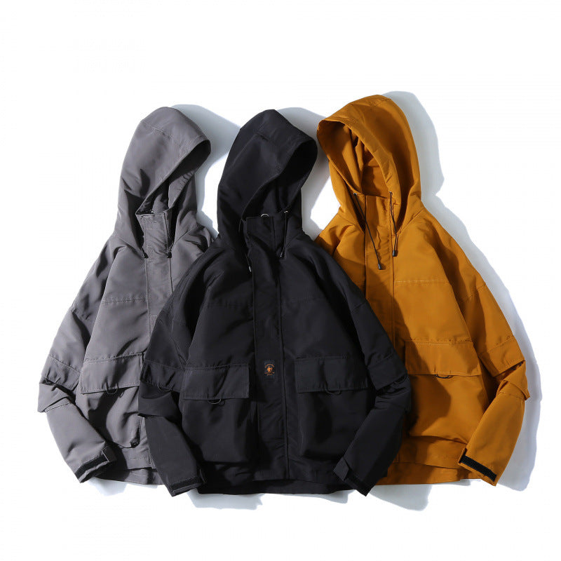 Unisex Loose-Fitting Utility Softshell Jacket with Hood and Multiple Pockets Fashion Glam