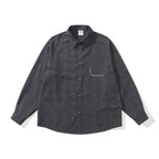 Unisex Oversize shirt made of structured wool blend with check pattern and decorative chest pocket Fashion Glam