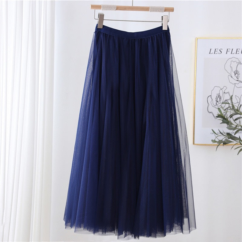 Women's Tulle Skirt Layered Floor-Length A-Line Elastic Waistband