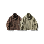 Men's Oversized Canvas Jacket with Stand-Up Collar, Snap Button Front and Concealed Zipper Interior Insert Fashion Glam