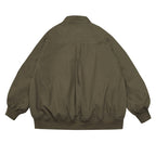Unisex Oversize Bomber Jacket in Boxy Cut with Flap Pockets and Ribbed Hem Fashion Glam