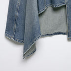 Women's Asymmetrical Denim Wrap Skirt with Inserts and Pockets Fashion Glam