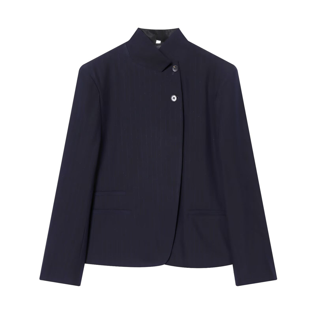 Women's tailored blazer with stand-up collar and asymmetrical button placket Fashion Glam