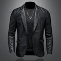 Men's leather blazer with a slim silhouette, pointed lapels, and flap pockets Fashion Glam