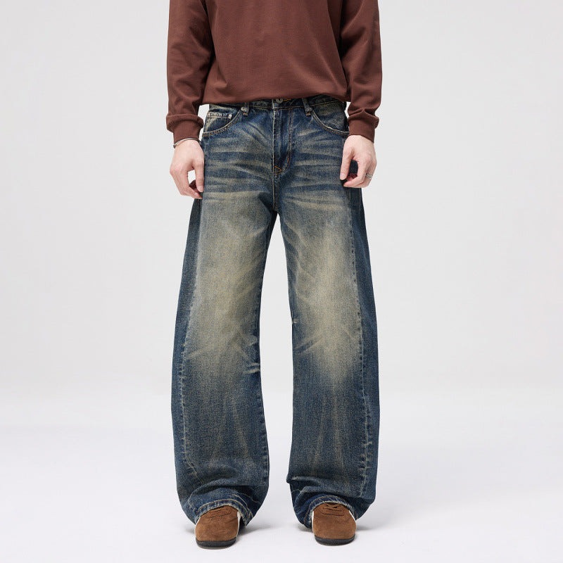 Ladies High-Waist Balloon Jeans with Used Wash and Wide Statement Leg Fashion Glam