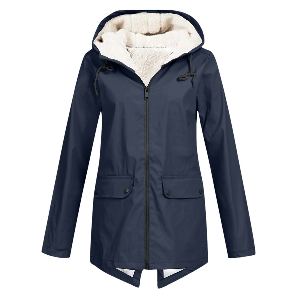 Women's waterproof and padded rain jacket with adjustable hood collar Fashion Glam