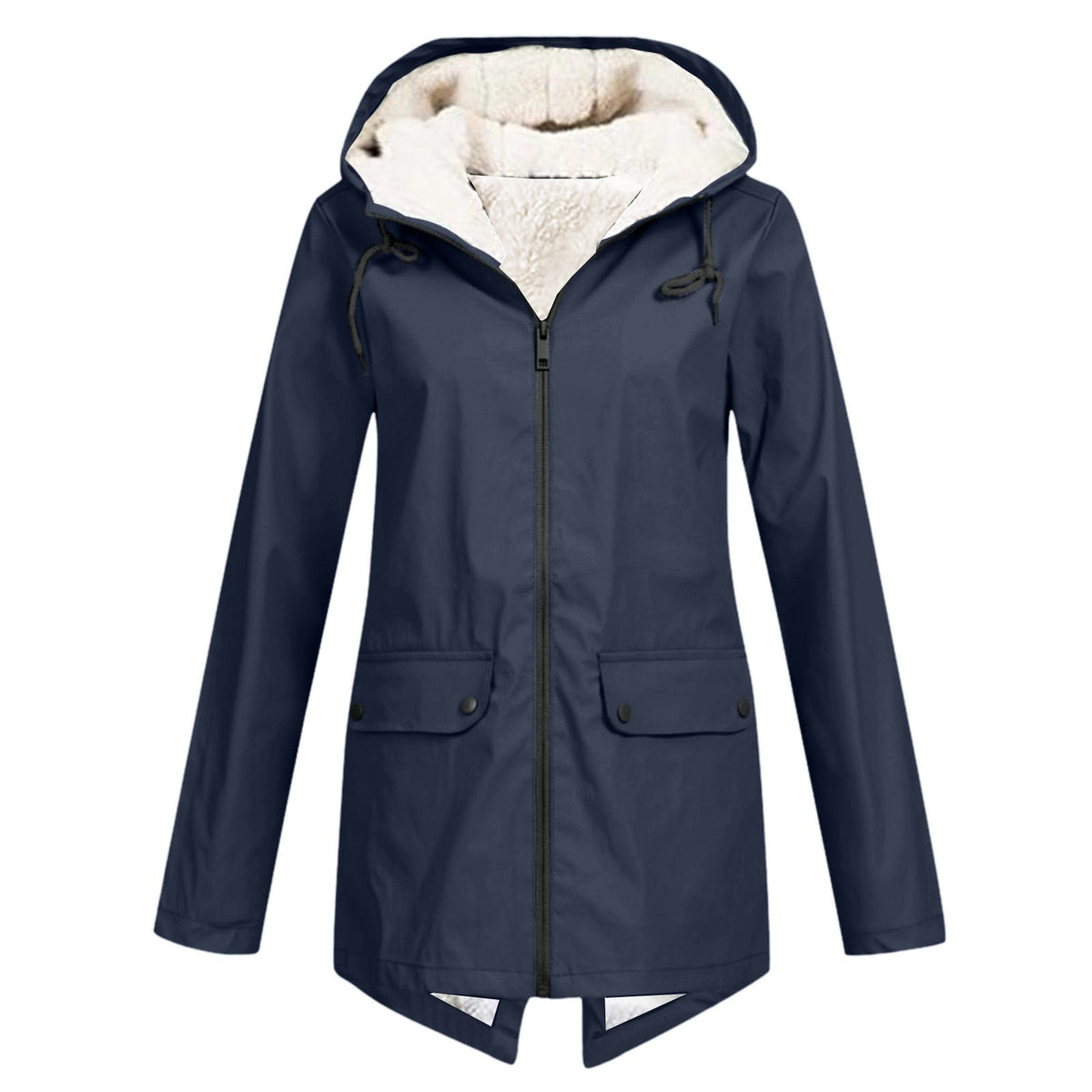 Women's waterproof and padded rain jacket with adjustable hood collar Fashion Glam