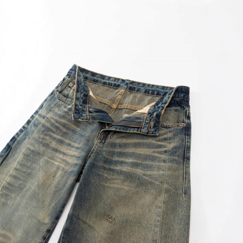 Women's Loose High-Waist Baggy Jeans with Used Wash and Distressed Details Fashion Glam