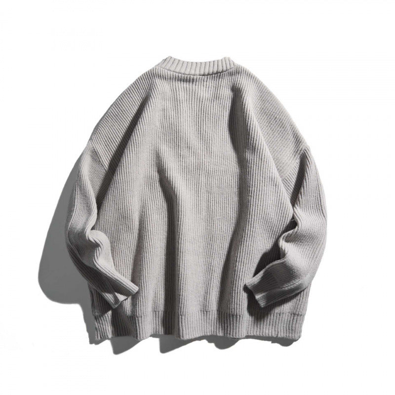 Unisex Oversize fine knit cardigan with V-neck, button placket and patch pockets Fashion Glam