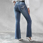 Women's slim bootcut jeans with a slight flare and sculpting stretch waistband Fashion Glam