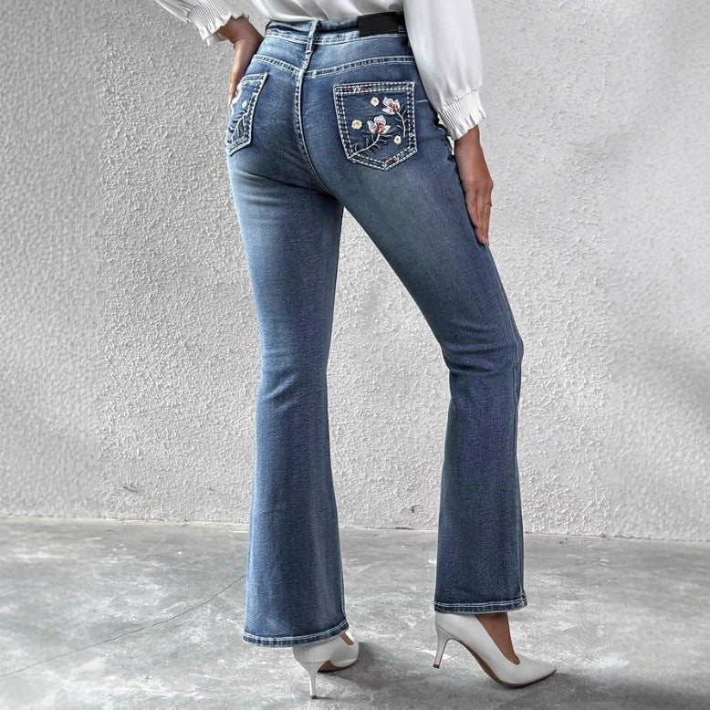 Women's slim bootcut jeans with a slight flare and sculpting stretch waistband Fashion Glam