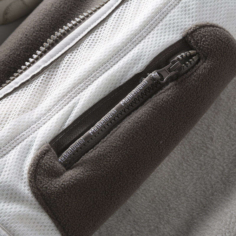 Men's fleece jacket with stand-up collar, full-length zipper, and teddy inner lining Fashion Glam