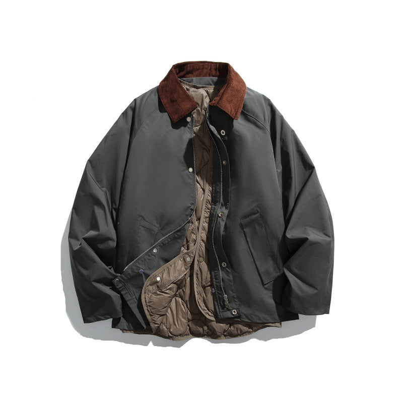 Men's Boxy Field Jacket with detachable padded inner vest and cord collar Fashion Glam