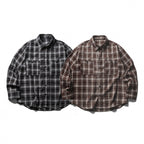 Men's Boxy Flannel Overshirt with Check Pattern, Full Button Placket and Curved Hem Fashion Glam