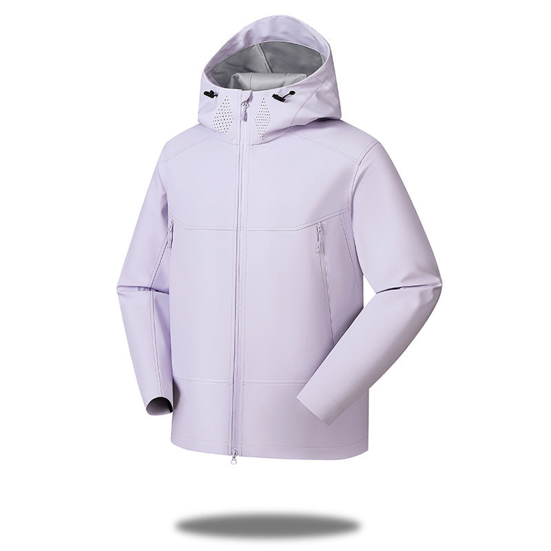 Women's Waterproof Softshell Outdoor Jacket with Minimalist Silhouette and Ventilation Perforation at the Collar Fashion Glam