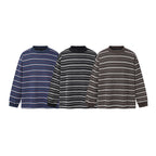 Unisex locker-fit structured knit sweater with round neck and maritime stripes Fashion Glam