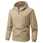 Men's Light Hooded Transition Jacket with Wind and Water Repellent Functional Material Fashion Glam