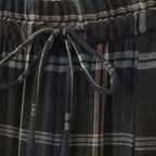 Women's Wide Checked Fabric Trousers with Drawstring Waist and Ironed Fold Fashion Glam