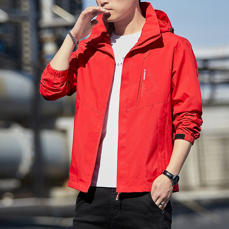 Men's Lightweight Hooded Softshell Jacket with Windproof Membrane and Minimalist Urban Cut Fashion Glam