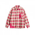 Unisex Oversize Shirt Jacket in Checked Vintage Look with Raw Hem and Contrast Patch Fashion Glam