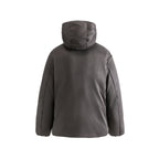 Unisex Padded Hooded Jacket in Boxy Cut with High Shawl Collar and Kangaroo Pockets Fashion Glam