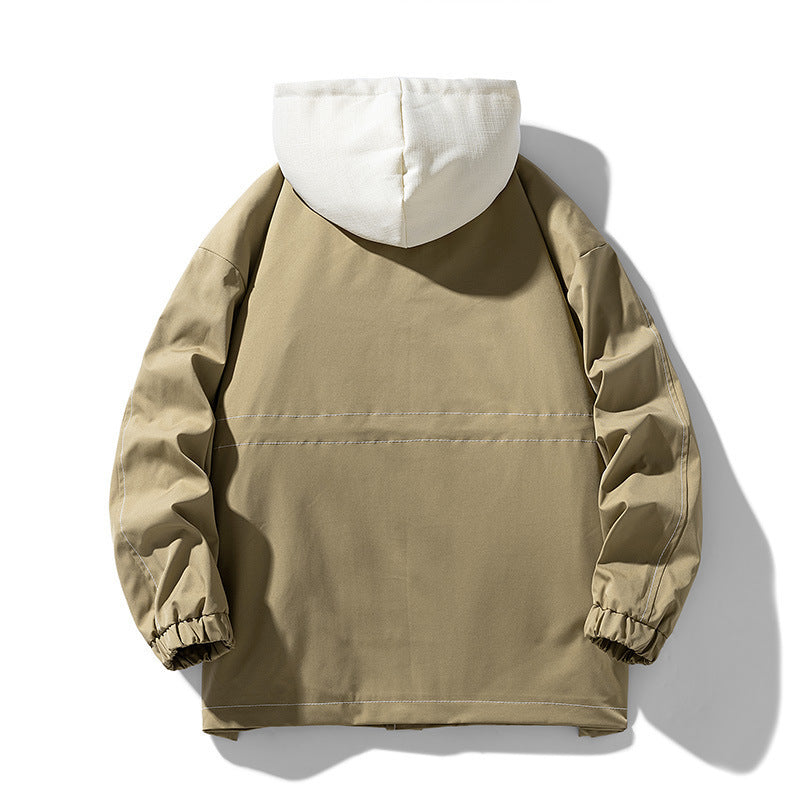 Men's utility field jacket with contrasting hood, adjustable hem and large patch pockets Fashion Glam