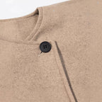 Women short-cut wool blend jacket with asymmetric button closure Fashion Glam