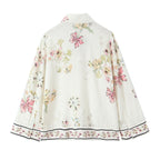 Women's loose-fitting floral button-down blouse with border print Fashion Glam