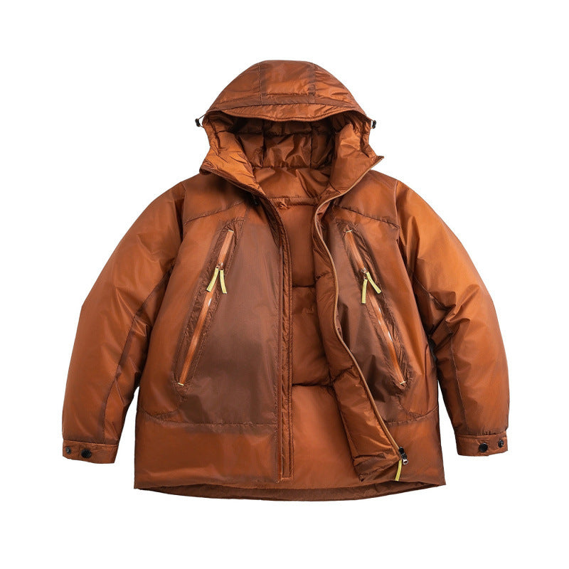 Unisex Oversize padded hoodie with diagonal zip pockets and adjustable hem Fashion Glam
