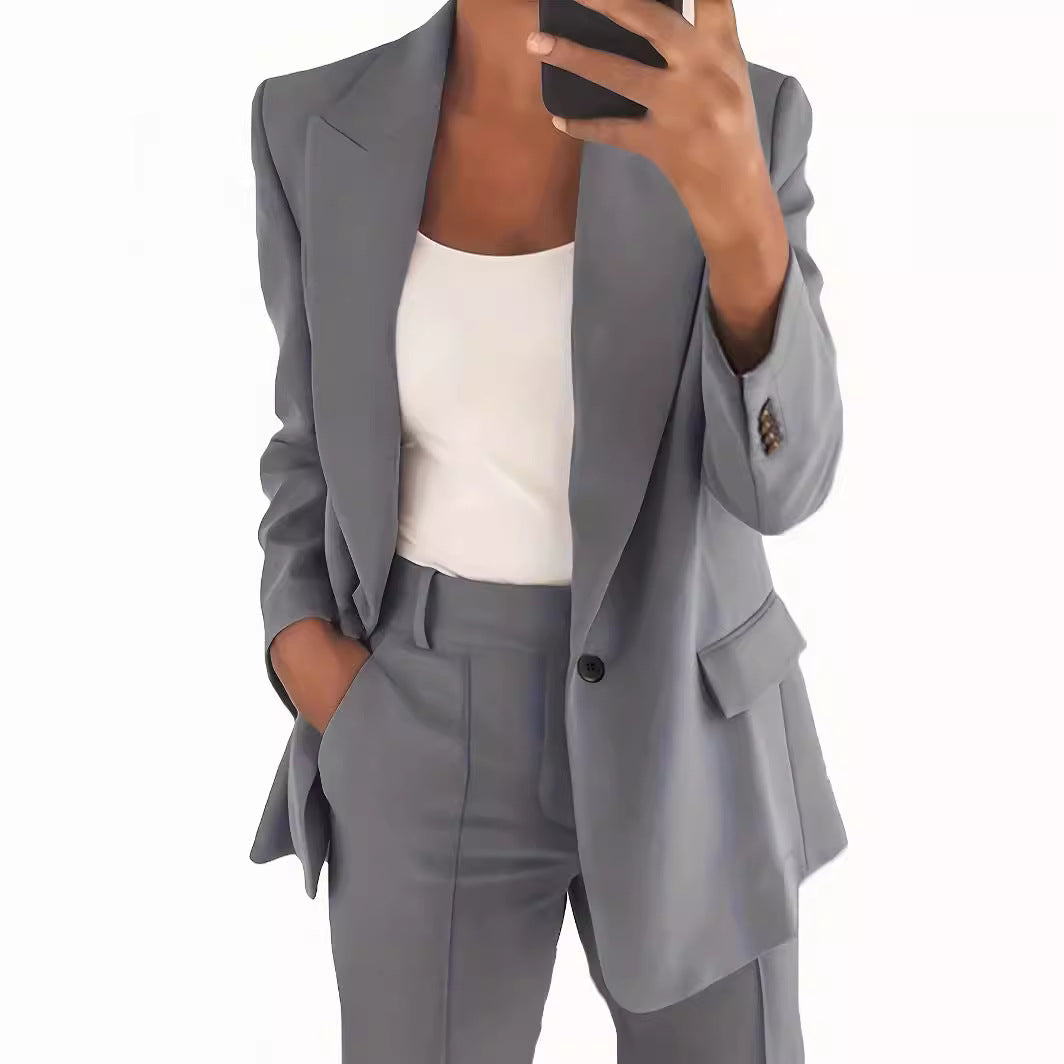 Women high-waisted straight-cut suit trousers with crease Fashion Glam